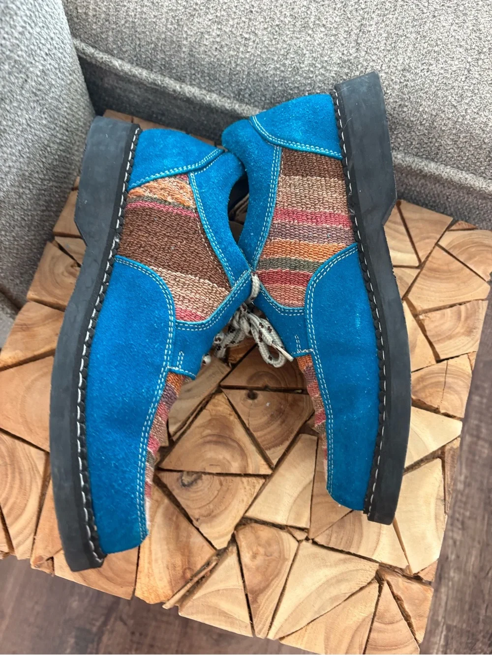 Women’s Blue Suede & Multicolor Stripe Casual Shoes